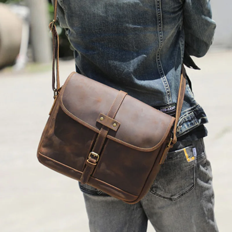 AETOO  Original handmade leather bag for men vintage first layer cowhide shoulder bag Casual cross-body bag business leather bag