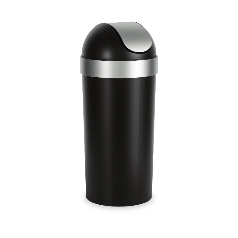 

16 gal Venti Plastic Swing Top Lid Kitchen Trash Can, Black