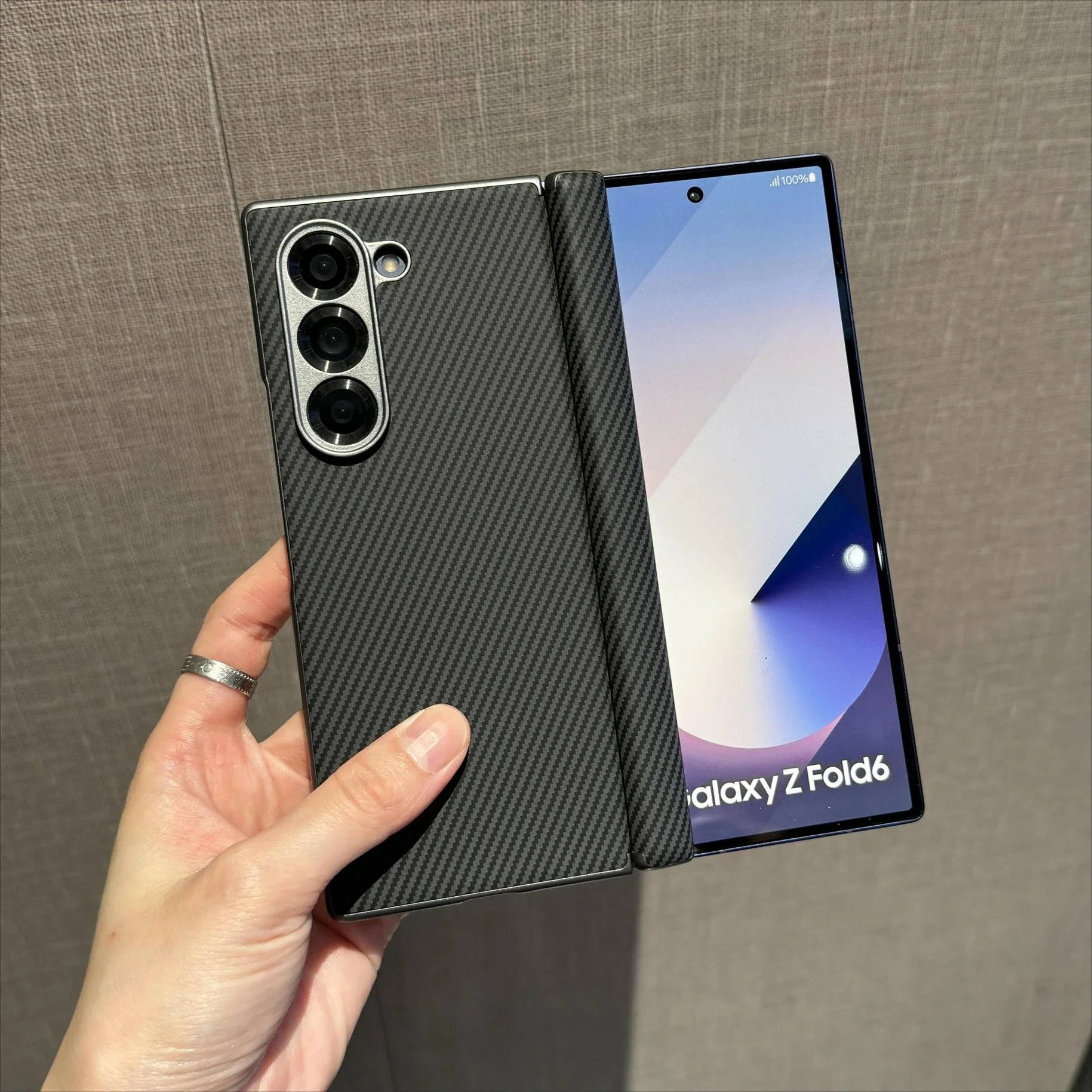 Складной шарнирный чехол с текстурой углеродного волокна для Samsung Galaxy Z Fold 6 5 4 3