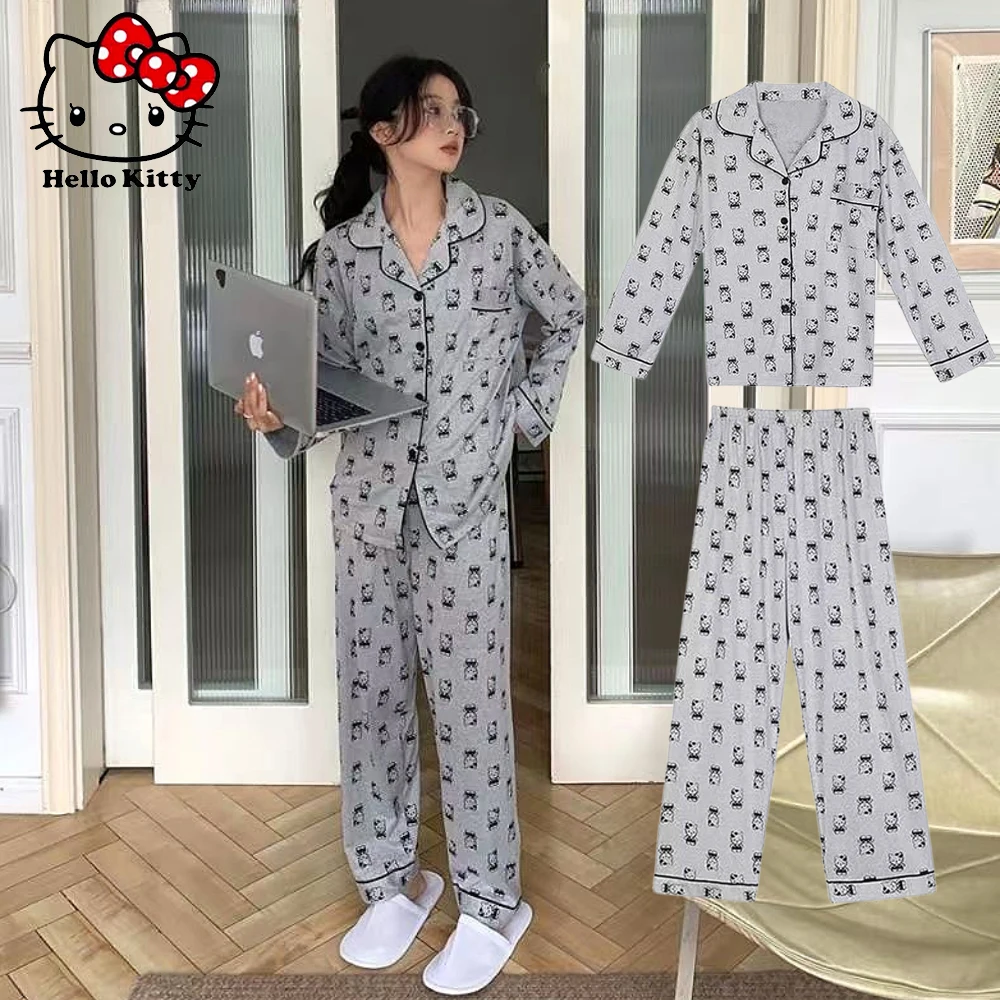 

2023 Sanrio Hello Kitty Pajama Kawaii Cartoon Women Ladies Casual Pajama