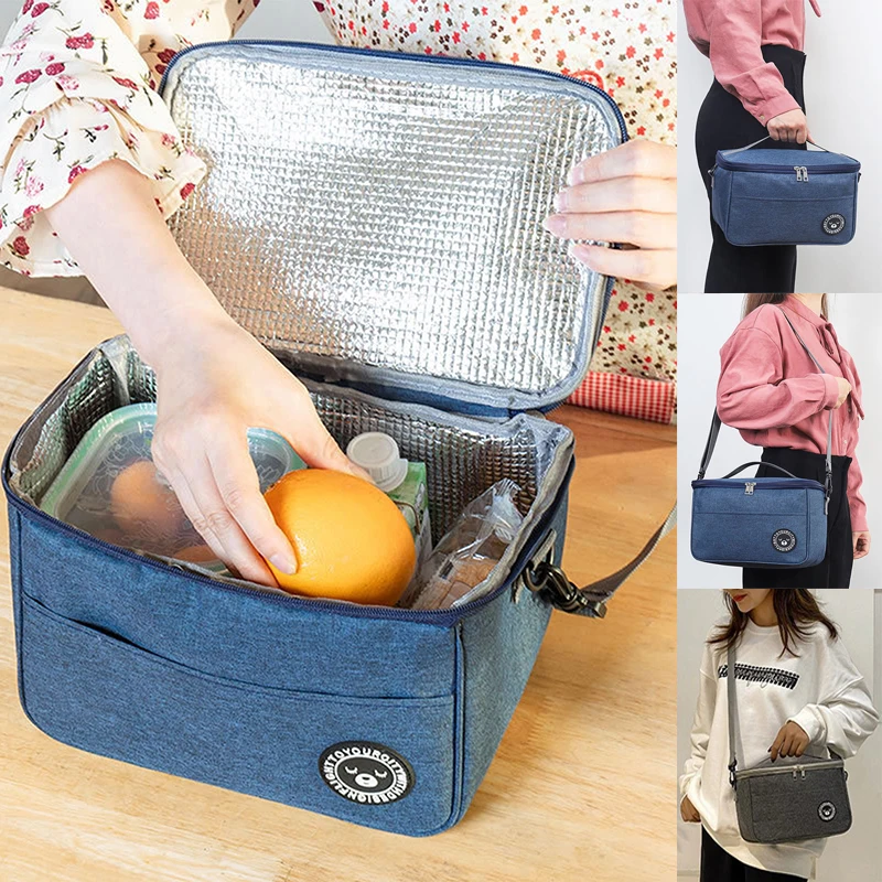 

Large Capacity Insulated Lunch Bag Women Men Thermal Cooler Bag Storage Food Drinks Portable Handbag for School Work Picnic