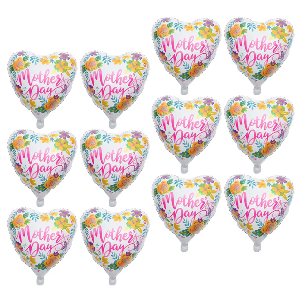 

12 Pcs Mother's Day Balloons Party Supplies Mom Decoration Giant Foil Metallic Heart Large
