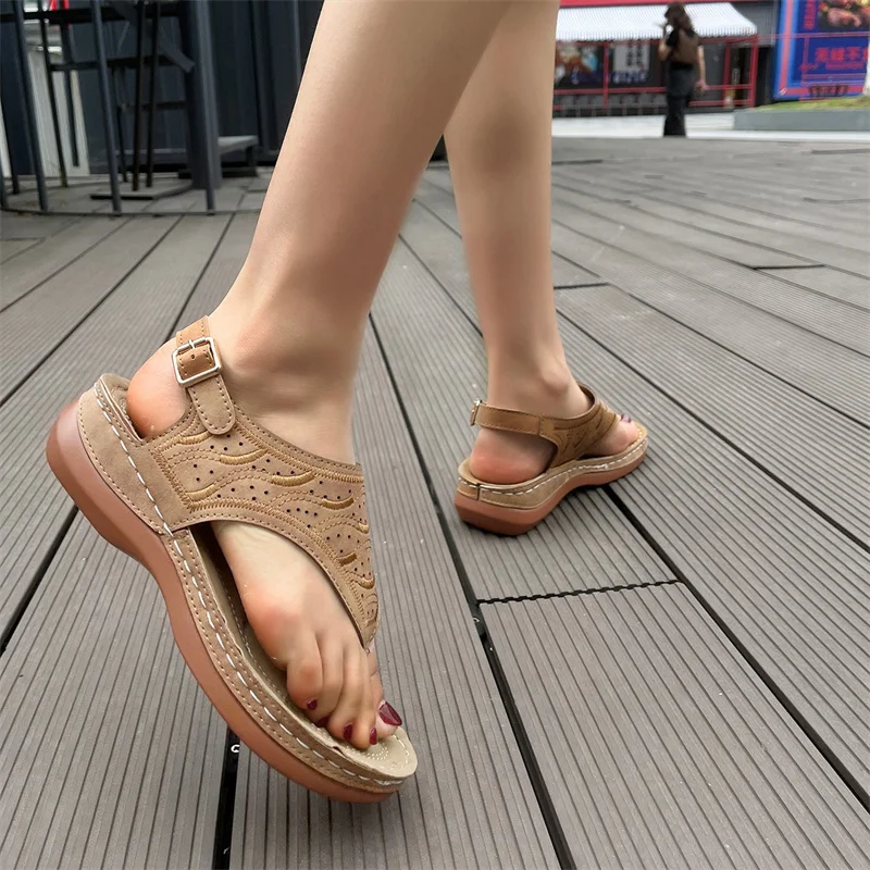 Summer Oxford Women Sandals Flats Slippers Pu Leather Flip Flops Belt Buckle Female Shoes 2023 New Rome Fashion Women Slides