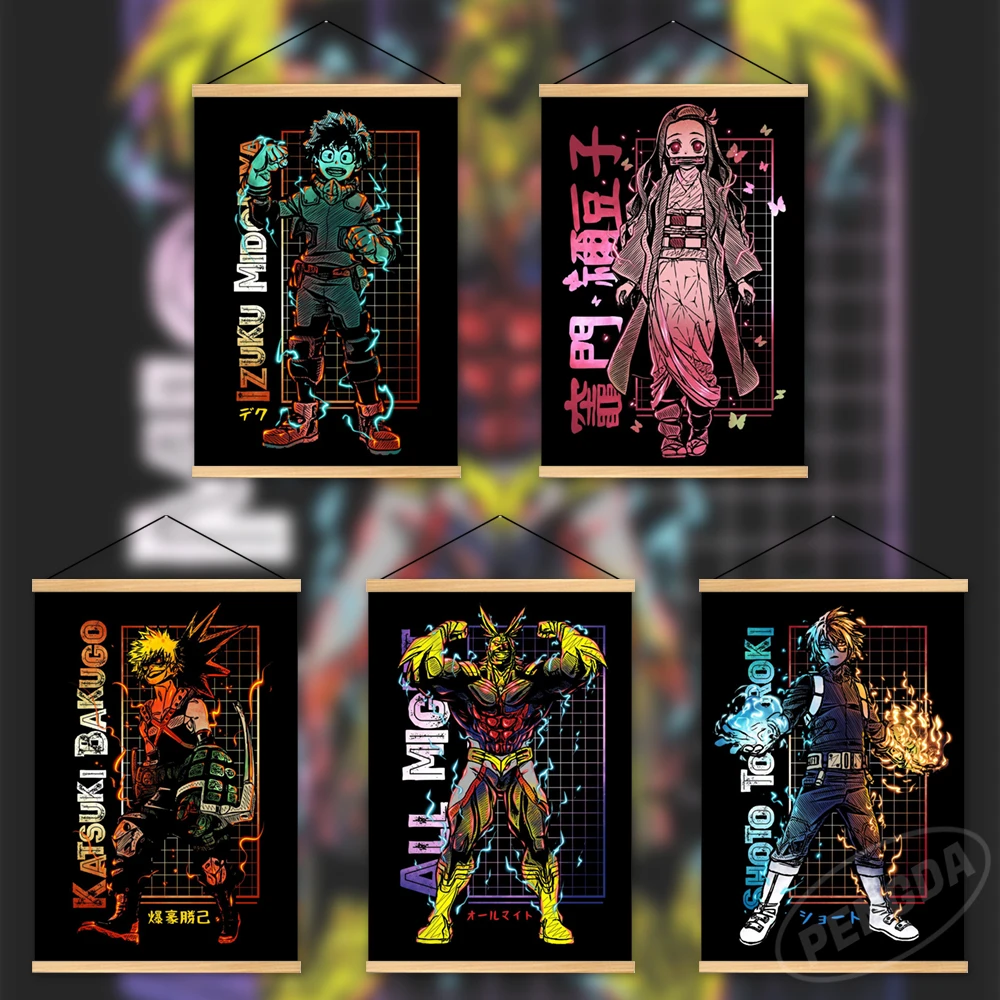 

Canvas Wooden Hanging My Hero Academia Prints Modular Anime Wall Art Midoriya Izuku Picture Painting Poster Home Decor Kids Room