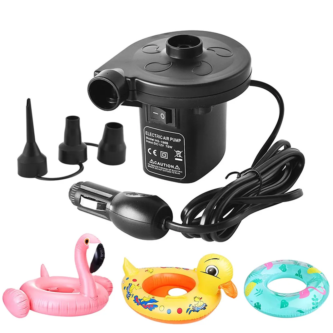 

Portable Quick-Fill Air Pump with 3 Nozzles 12V DC, Perfect Inflator/Deflator Pumps for Outdoor Camping, Inflatable Cushions