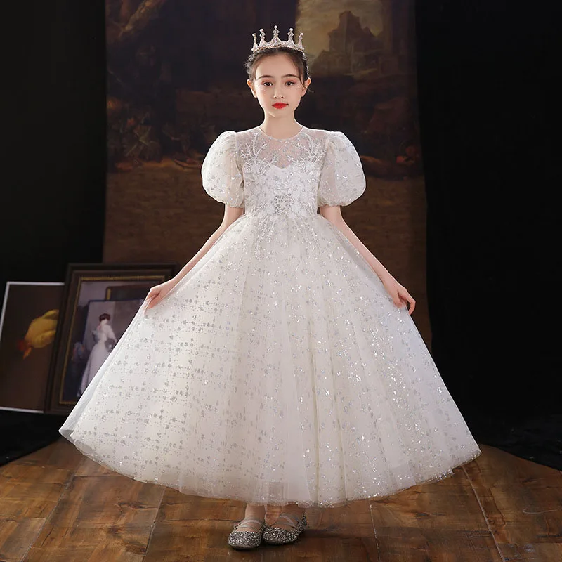 Princess Dress girl spring superego foreign children's birthday dress sweet young girl foreign air host piano performance enlarge
