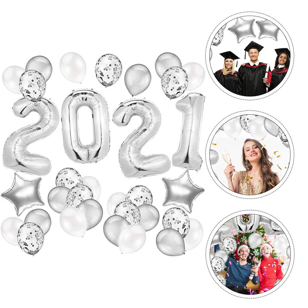 

1 Set of 2021 Balloons Set New Year Decorative Balloons New Year’s Party Decor