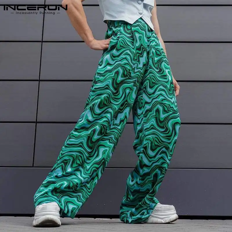 

Модные мужские брюки с принтом, джоггеры с эластичной талией, прямые брюки, мужские Свободные корейские уличные брюки 2022, повседневные брюк...