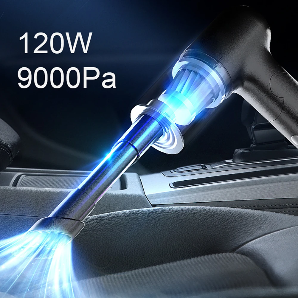 

120W Wireless Car Vacuum Cleaner Cordless Handheld Auto Vacuum Foldable Home Car Dual Use Mini Vacuum Cleaner 9000PA