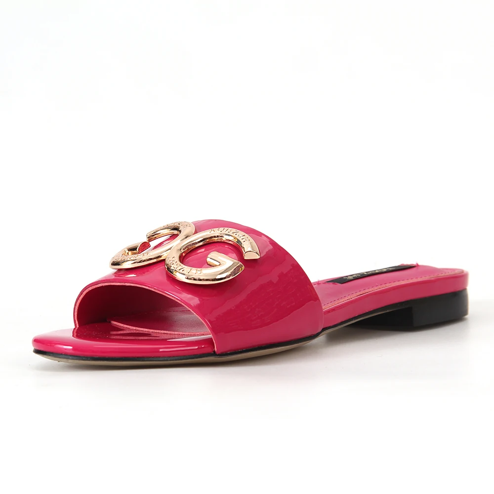 Italy Summer Fashion Style Flat Slippers Shoes for Women 2023 Designer Luxury Sandals,Brand Fittings Slippers