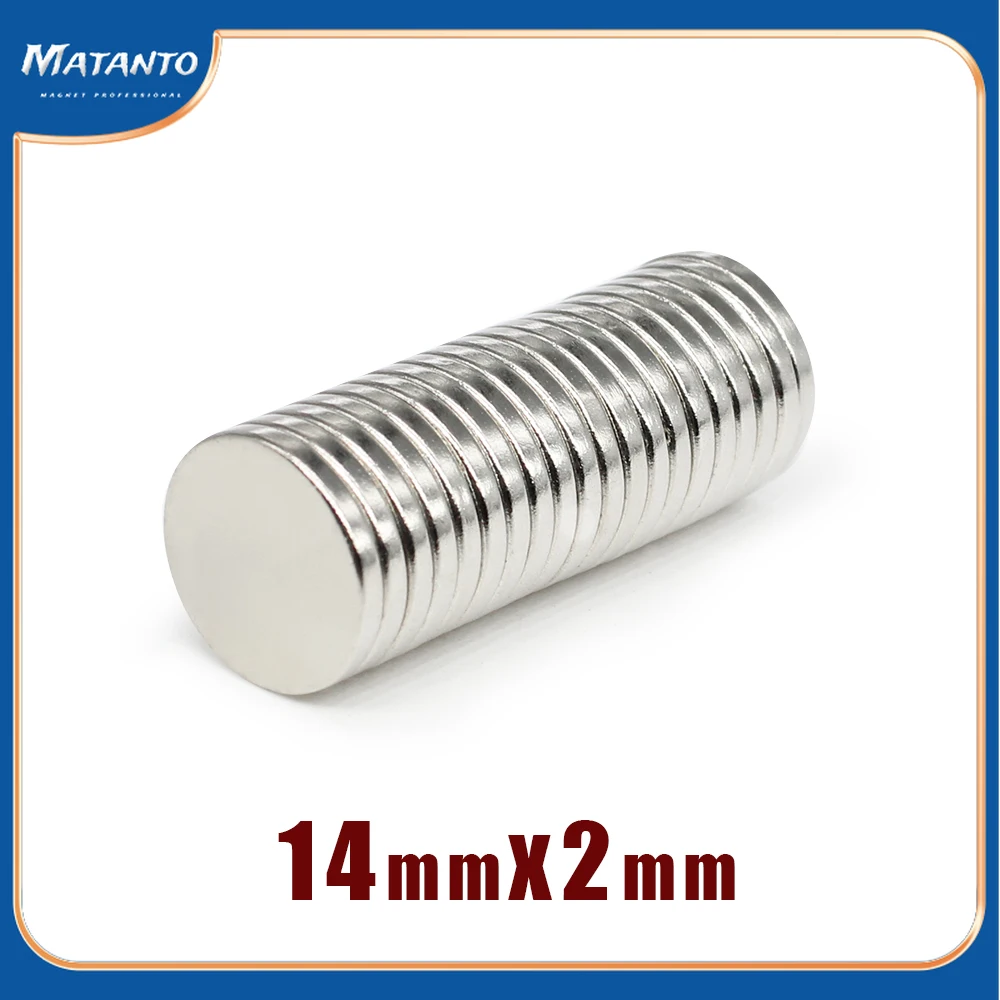 

5/10/20/50/100/200PCS 14*2 mm Thin Neodymium Magnets Strong 14mmx2mm Permanent Round Magnet 14*2mm Powerful N35 Magnetic magnet