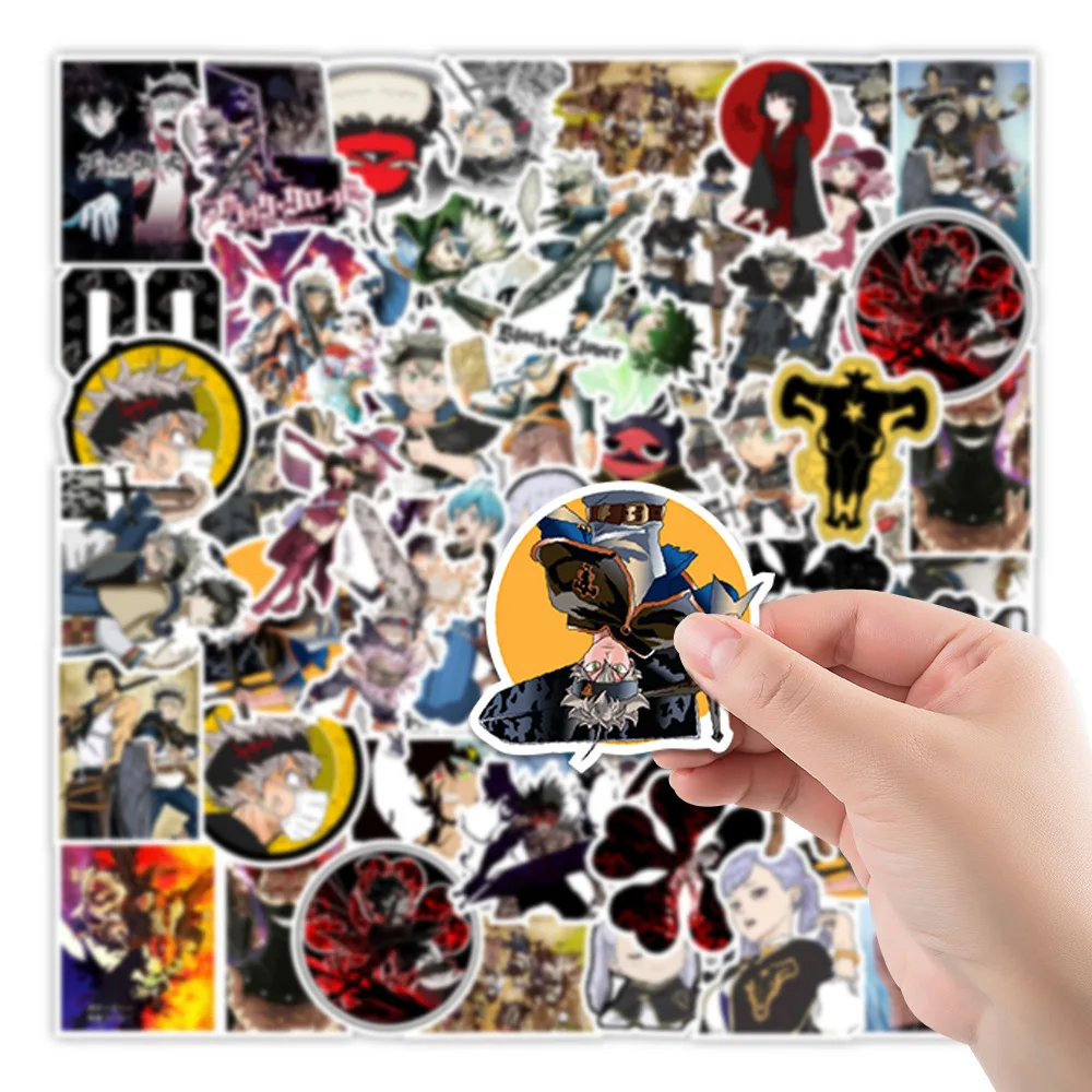 

50pcs Black Clover Quarter Knights Card Anime Sticker Waterproof DIY Skateboard Guitar Laptop Bicycle Sticker Kids Toys