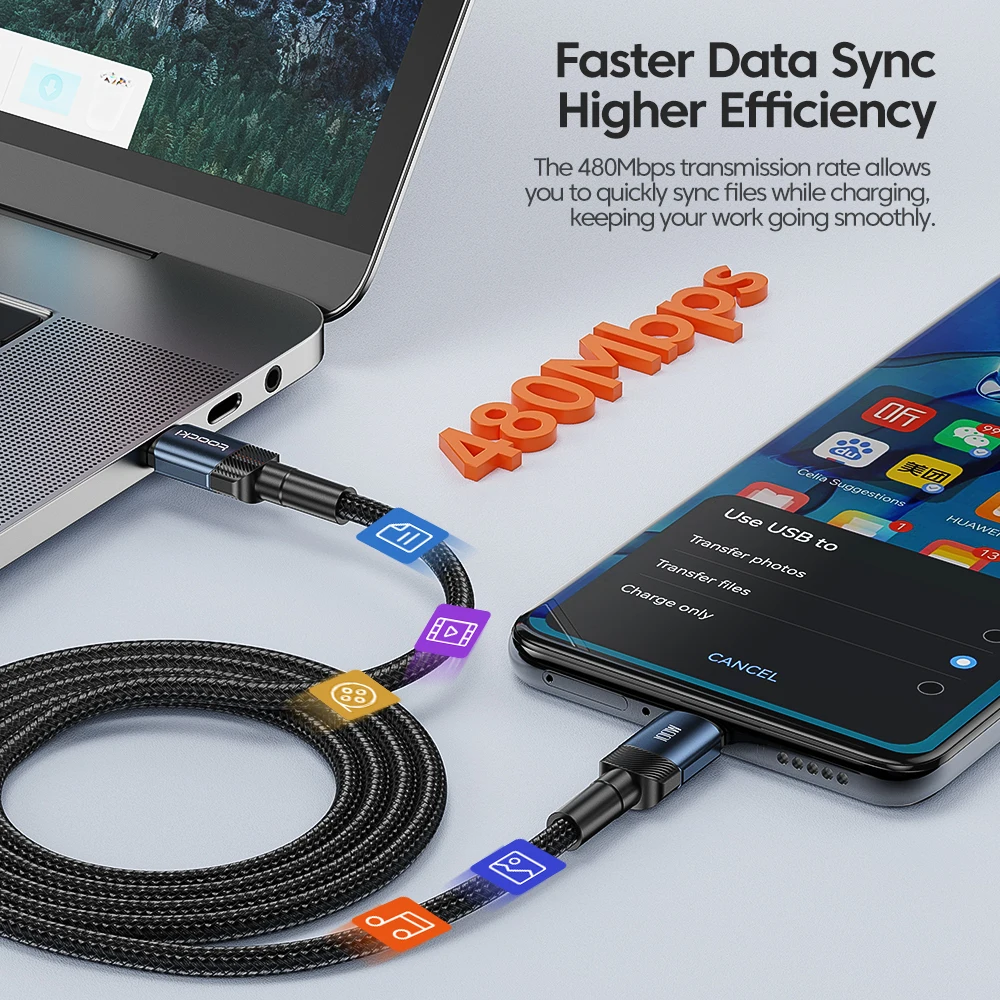 Кабель зарядный Toocki USB Type-C на C 100 Вт 3 м