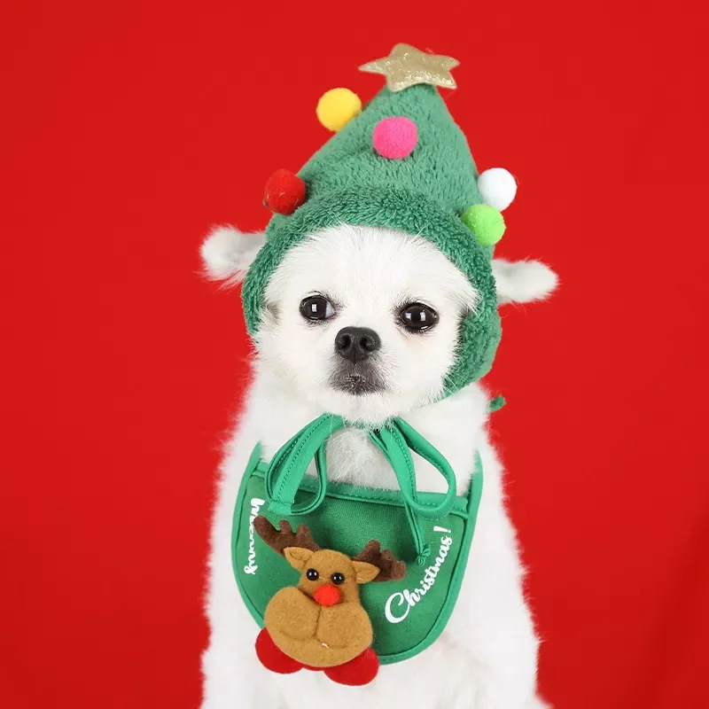 

Triangle Bibs Kerchief Christmas Costume Outfit Dog Christmas Bandana Santa Hat Dog for Small Medium Large Dogs Cats Pets