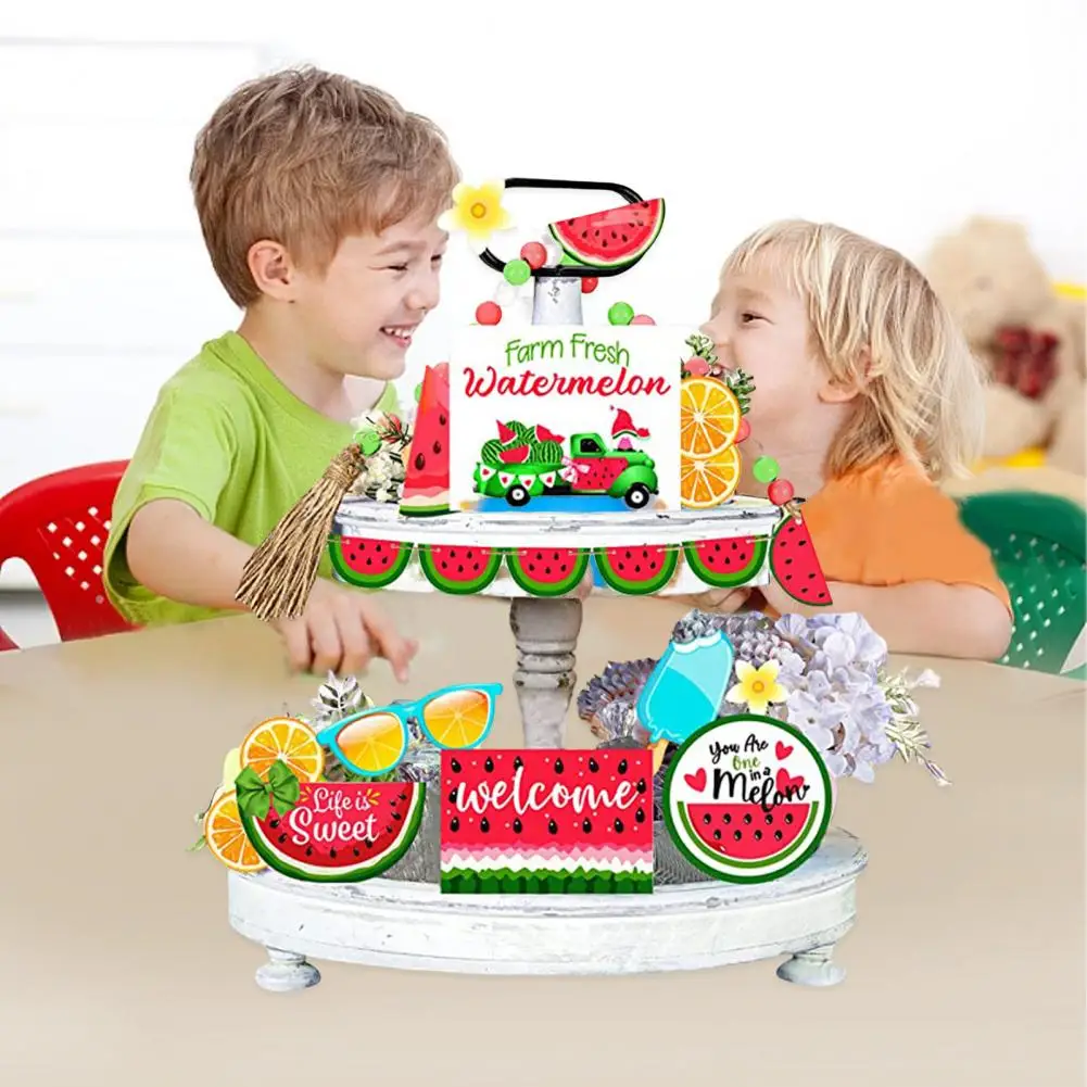 

Delicate Watermelon Tray Decoration Welcome Signs Bright Color Assorted Watermelon Tray Ornament Home Supplies