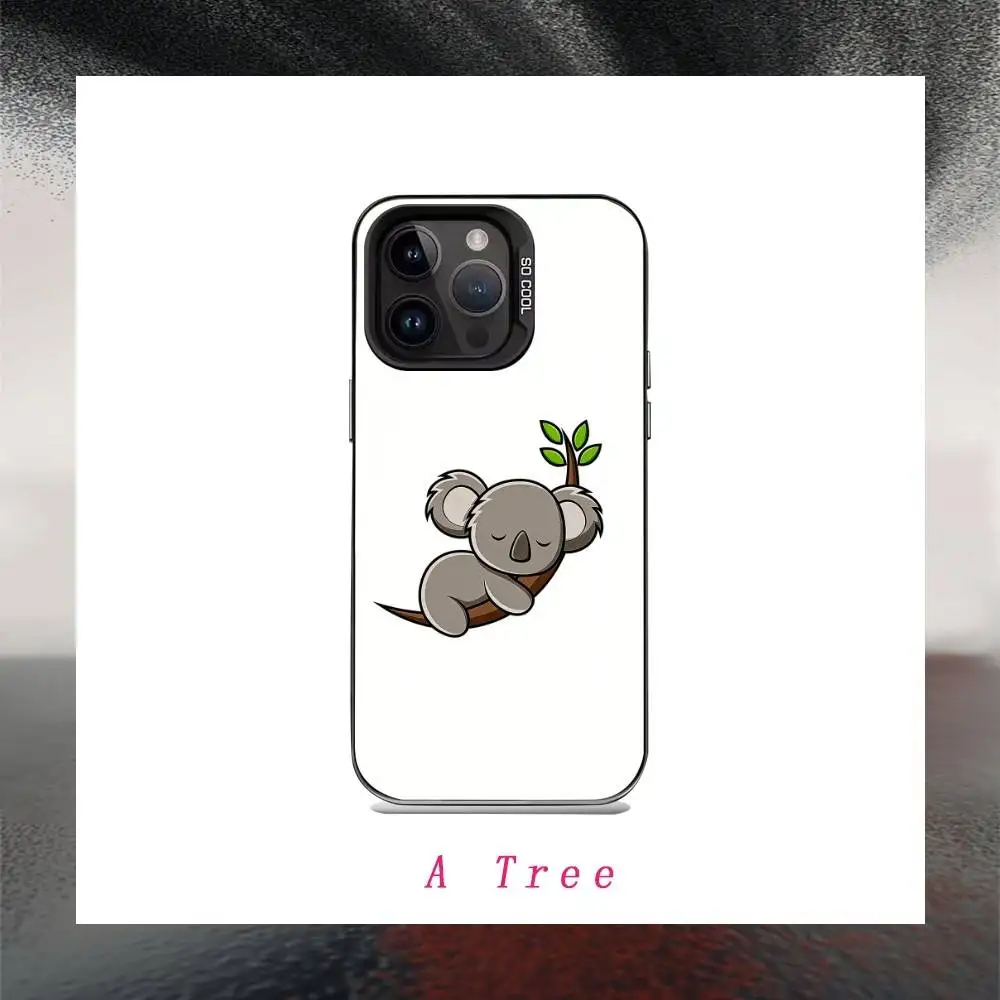 Фото Забавный милый чехол для телефона K-Koala с рисунком C-Cartoon для iPhone 16,15,14,13,12,17, Pro, MAX, черный матовый противоударный чехол №3