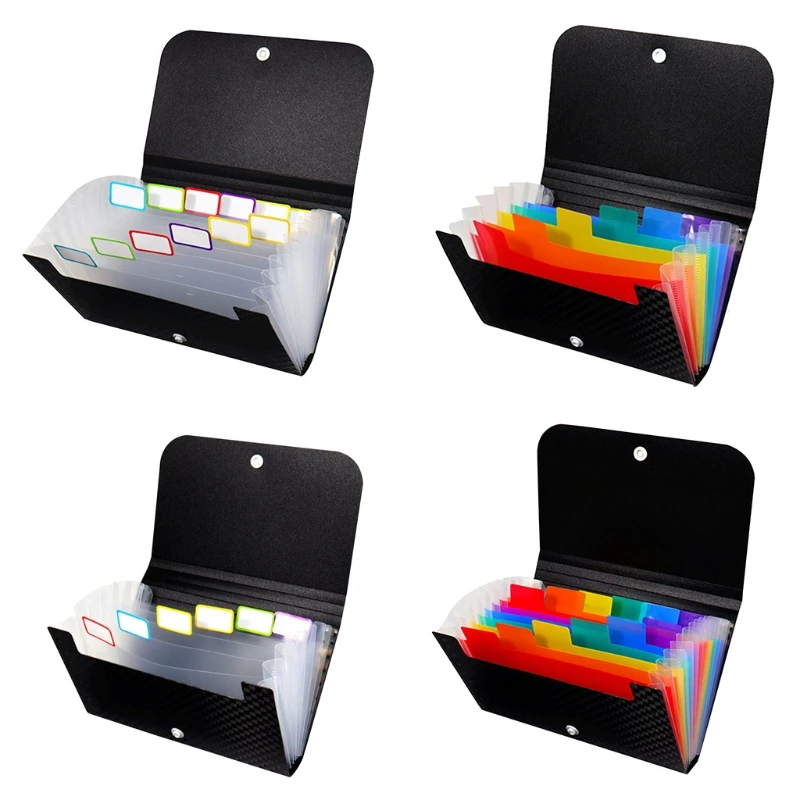 

A6 Accordion Folder Expanding Receipt Folder Multi-layer File Case Button Closure with Index Stickers for business Staff K1KF