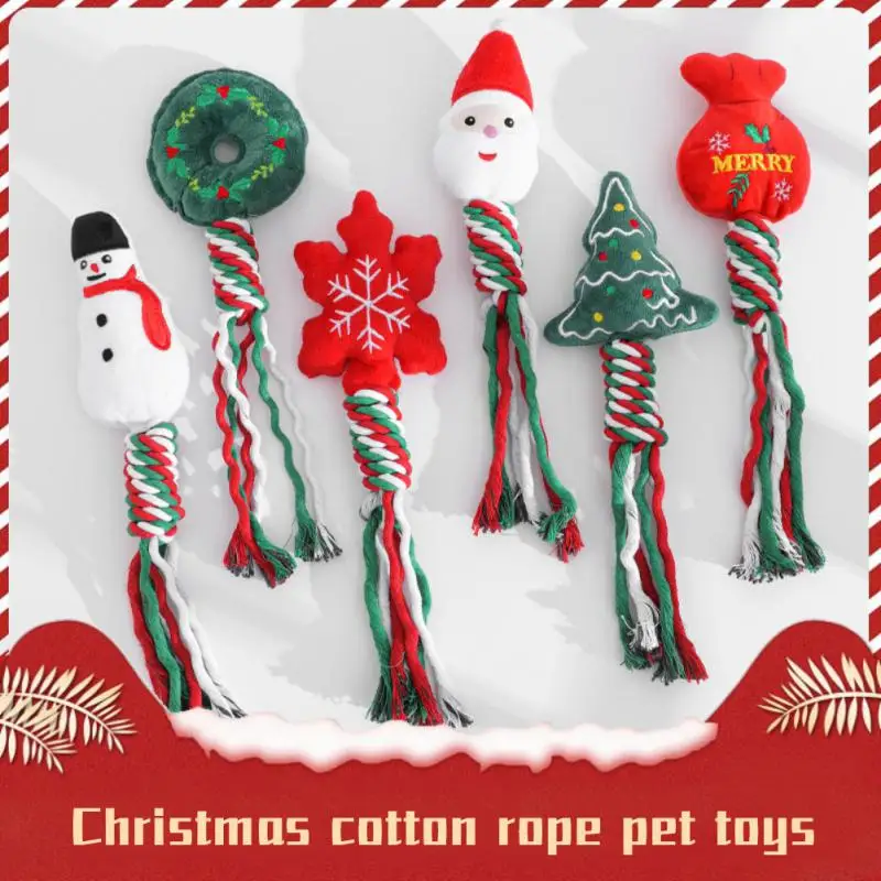 

1Pcs Pets Dog Toys Christmas Bite Toys Cane Cotton Ropes Knot Dogs Chew Interactive Molar Bite Toys Pet Puppy Dog Accessories