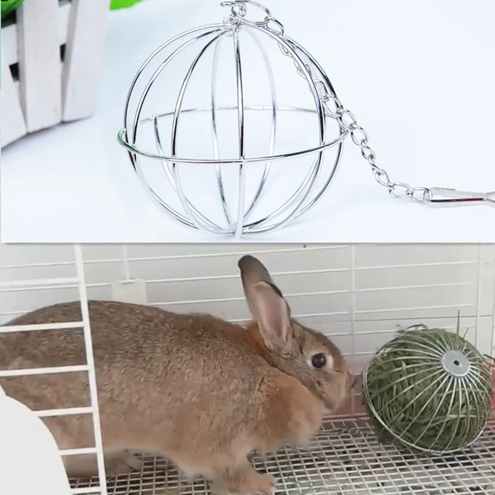 

1Pcs Stainless Steel Round Sphere Feed Dispense Exercise Hay Feeder Hanging Hay Ball Guinea Pig Hamster Rabbit Pet Toy Supplies