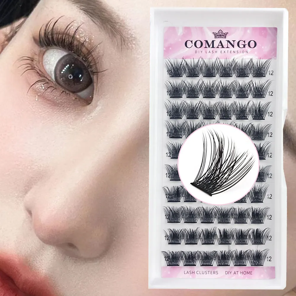 CoMango Wholesale Soft Segmented  8-18mm Curly False Bundles Eyelashes DIY Individual Clusters Lash Extensions Faux Mink La
