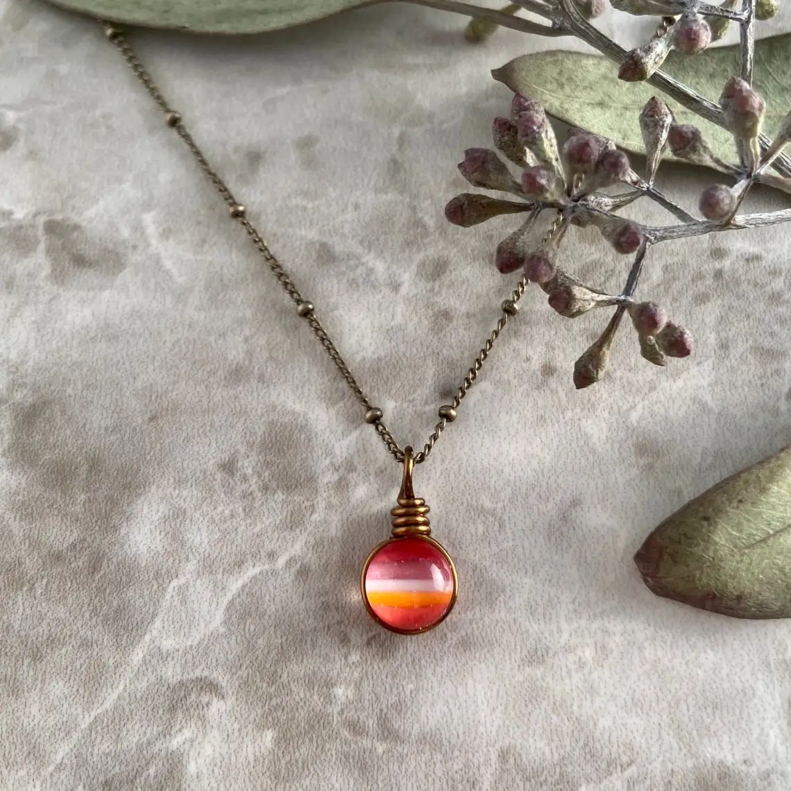 

Lesbian Necklace Subtle Pride Lesbian Pride Flag WLW Necklace Lesbian Gift