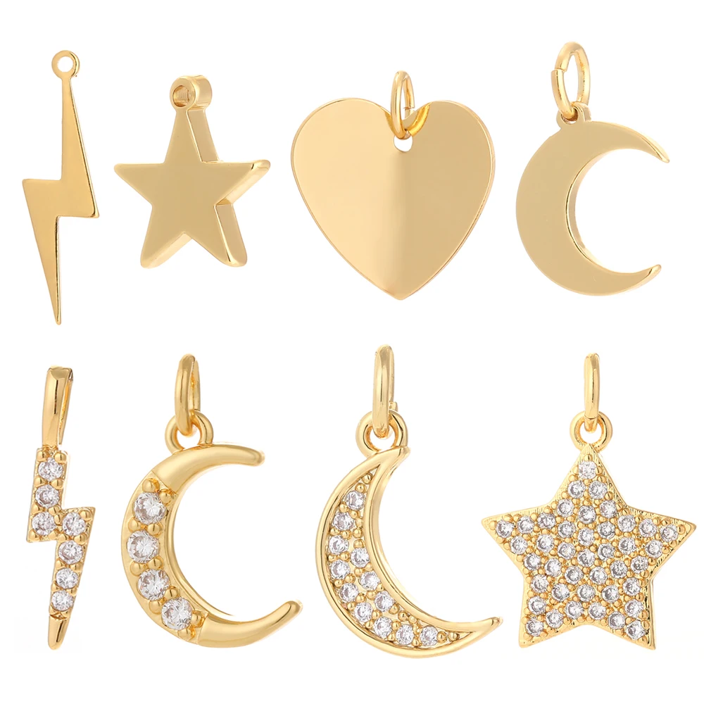 

Moon Star Charms for Jewelry Making Bulk Sun Lightning Charms Pendant Diy Earring Necklace Bracelet Accessories Copper