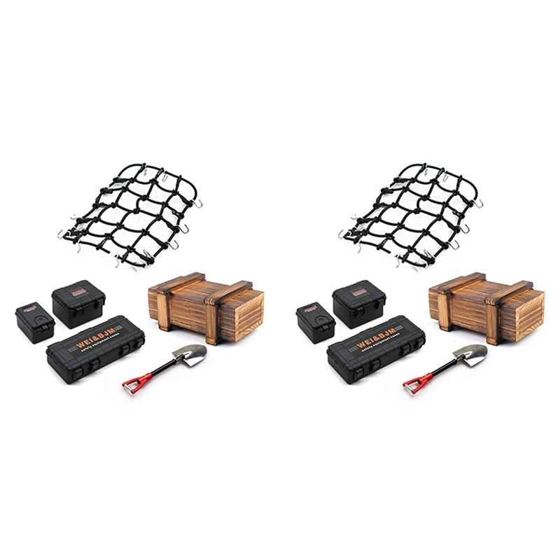 

12PCS/Set Simulated Decoration Suitcase Luggage Net Shovel for TRX4 Defender SCX10 90046 90047 MST Jimny VS4