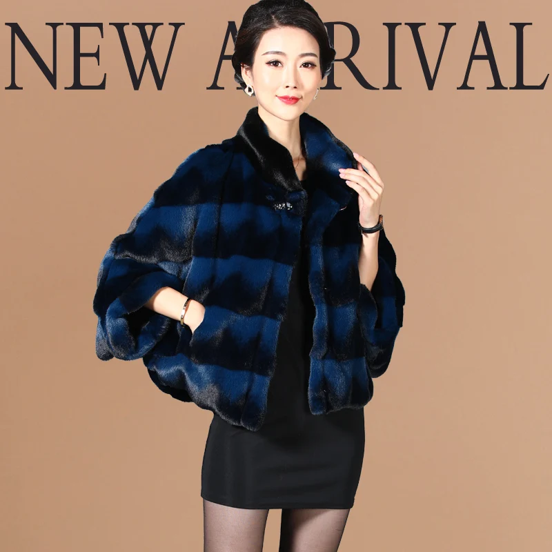 2022 New Winter Clothes Short Real Fur Coat Parkas Women Jacket Luxury Striped Mink Fur Loose Fashion Female Ticken Warm Top