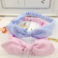 2022 fashion rabbit ear hair bands women cotton striped headband elastic lady girls knot hairband for wash face hair accessories