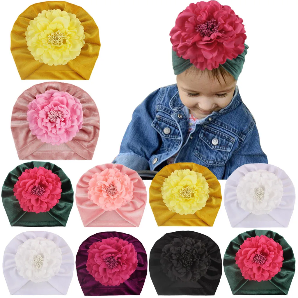 

Gold velvet children's hat baby baby simulation flower hat autumn and winter
