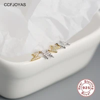 ccfjoyas 925 sterling silver mini lightning stud earrings minimalist ins cute charming crystal zircon studs fashion jewelry