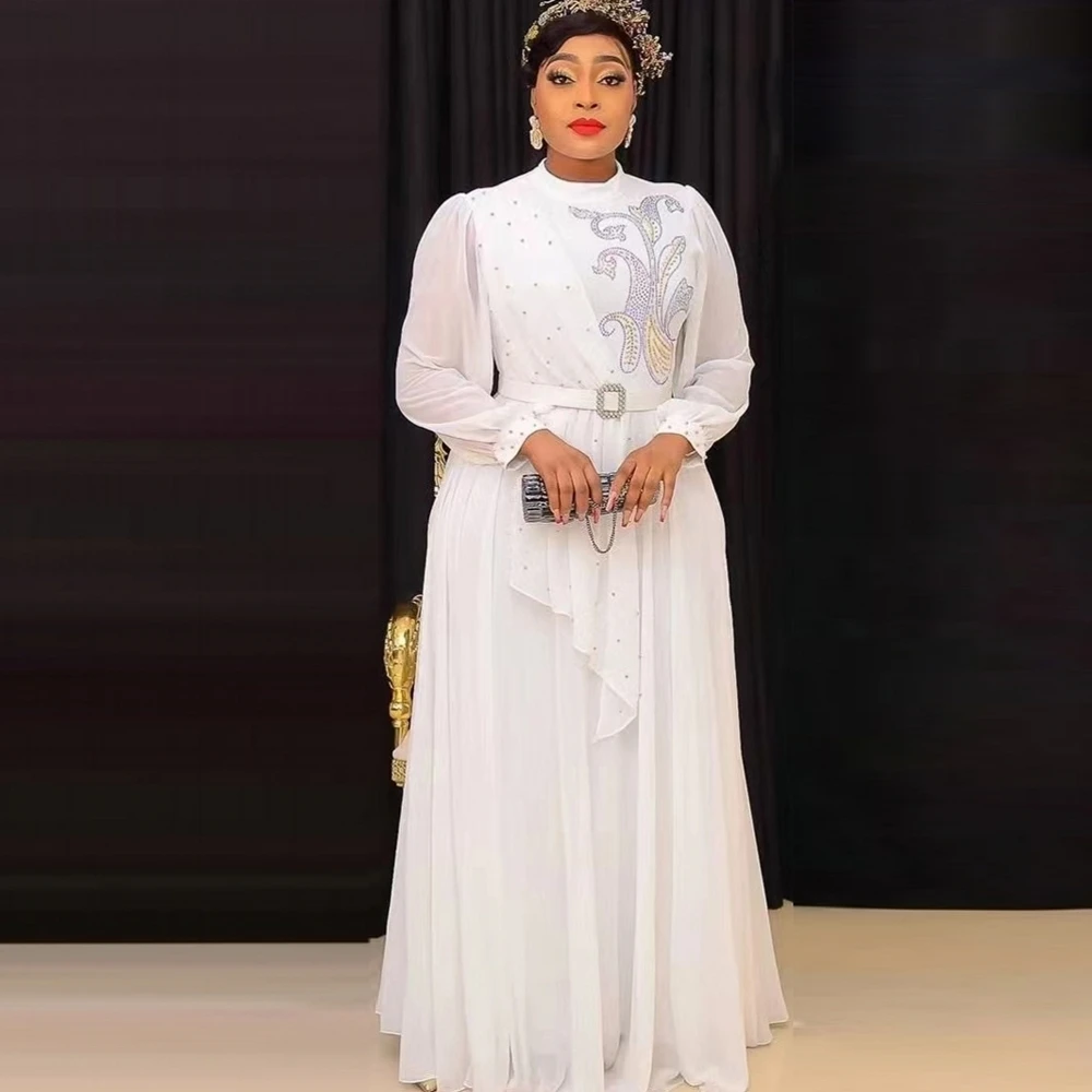 

Dubai Abaya Luxury For Muslim Women Dresses Elegant Floral African Diamonds Lace Tape Belted Kaftan Abayat Ramadan Maxi Dress