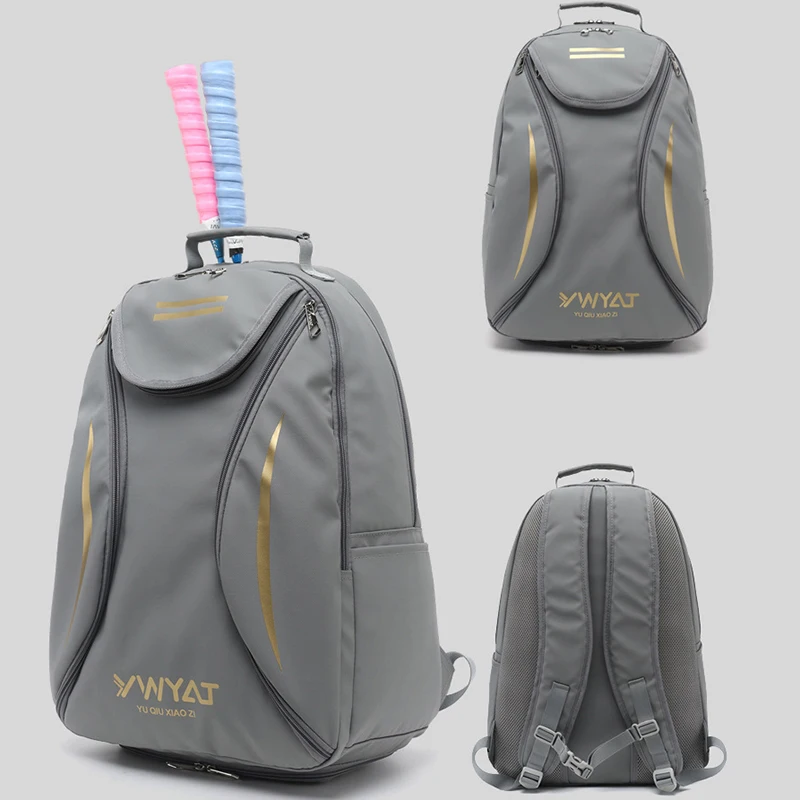 Men Women Badminton Backpack YWYAT Independent Shoe Comparment Multi Pocket PU Professtional Racquet Sports Bag