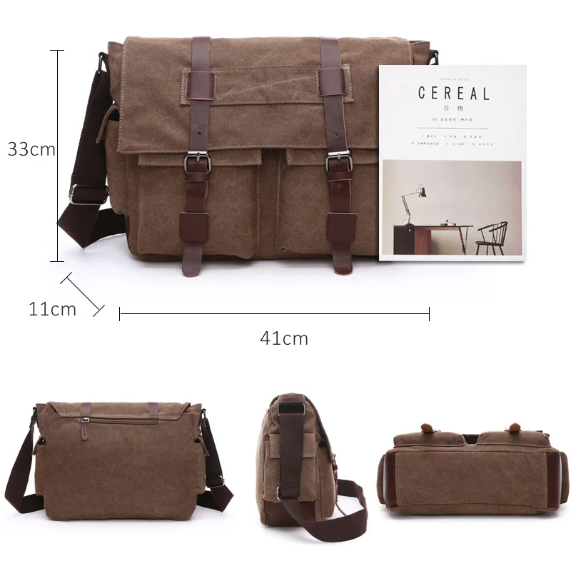 Xiaomi Men Business Messenger Bags for Men Shoulder Bag Vintage Canvas Crossbody Pack Retro Casual Office Travel Bag