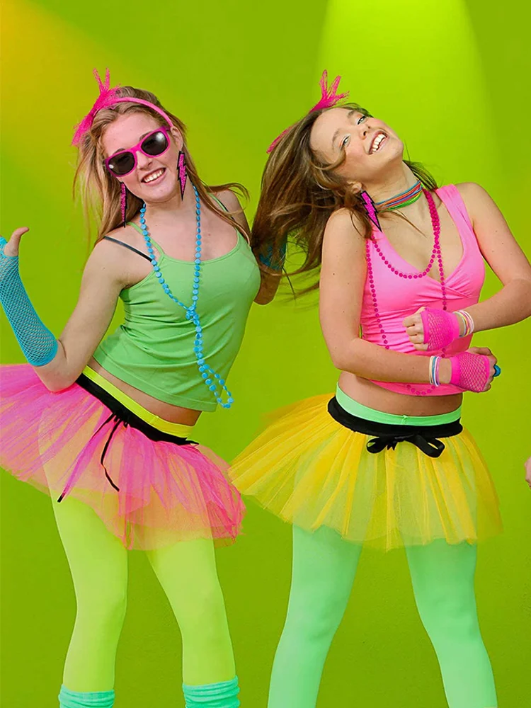 NEON TUTU Jupe I Love 80 s Déguisement Enterrement Vie Jeune Fille Fun Run Rock N Roll 18" Longueur NEON TUTU Jupe I Love 80 s Déguisement Enterrement Vie Jeune Fille Fun Run Rock N Roll 18" Longueur