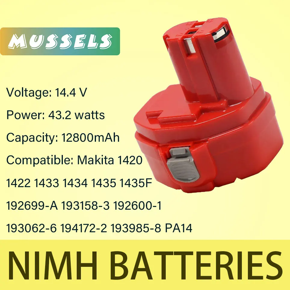 

1420 14.4 V 12800 mAh NIMH extended battery for makita 1433 1434 1435 1435 °F 192699-a 193158 – 3 194172-2 193985-8
