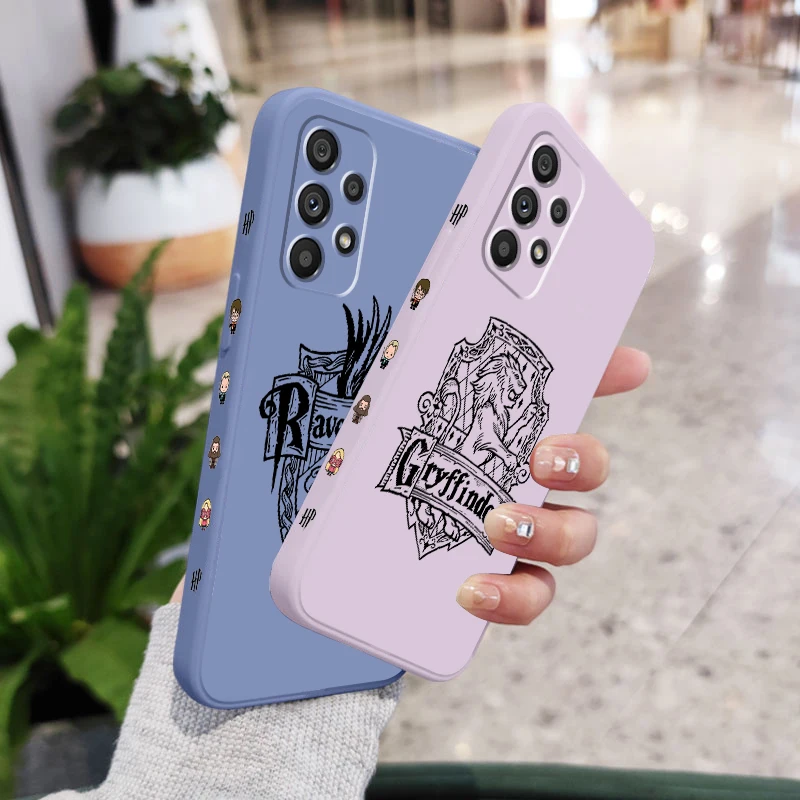 

Cartoon Logo Potters Wand Harries Case For Samsung Galaxy A73 A72 A53 A33 A52 A71 A51 A21S 4G 5G Liquid Left Rope Phone Cover