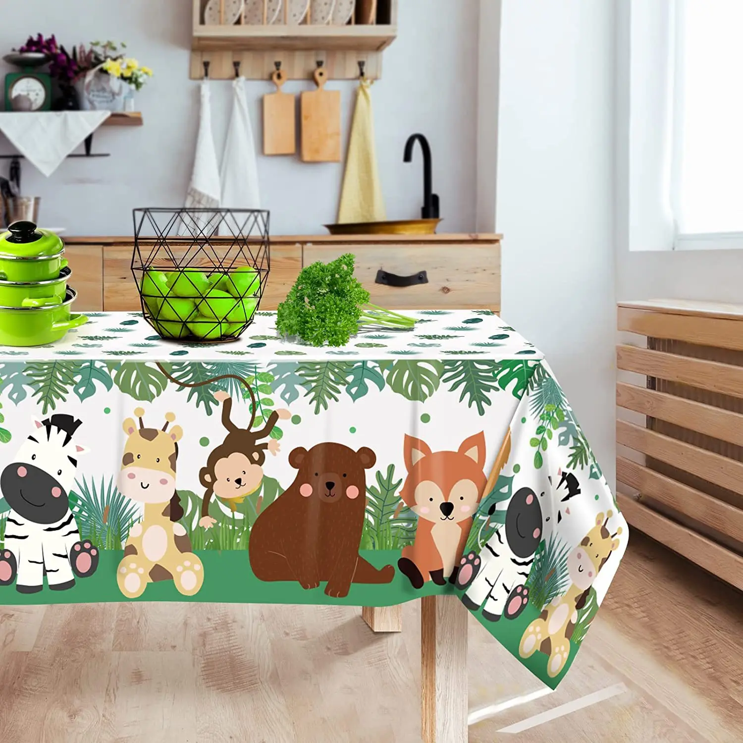 

Woodland Animal Plastic Tablecloth Baby Shower TableCover Birthday Party Decorations Jungle Safari Theme Disposable Table Cloth