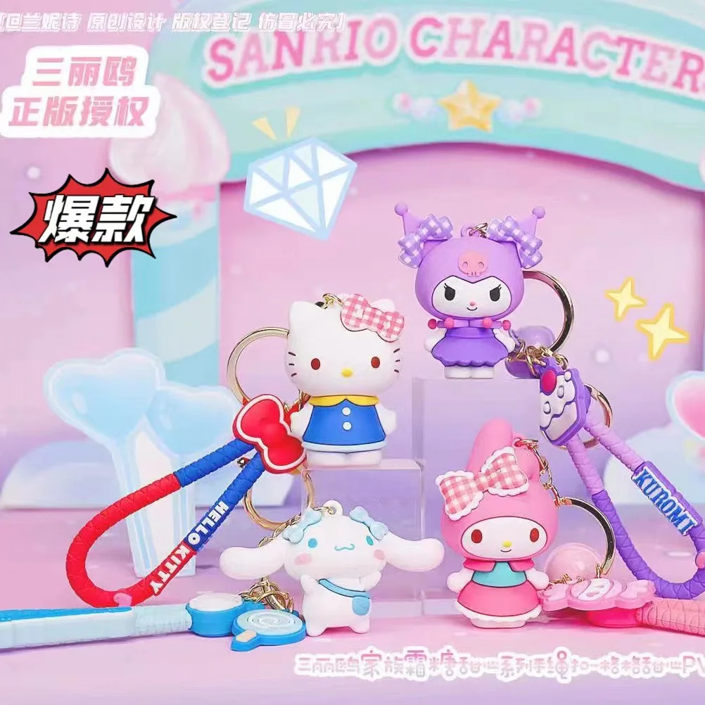 

Kawaii Sanrio, Hello Kitty Kuromi Cinnamoroll новый креативный милый мультяшный милый сердечко веревочная Пряжка Ins подвеска брелок для автомобиля украшение