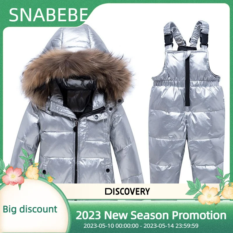 

Children's Clothing From 1 To 6 Years Boys Winter Down Jacket Very Warm Girl Coat PU Heavy Hair Collar Thicken Two Piece Suit