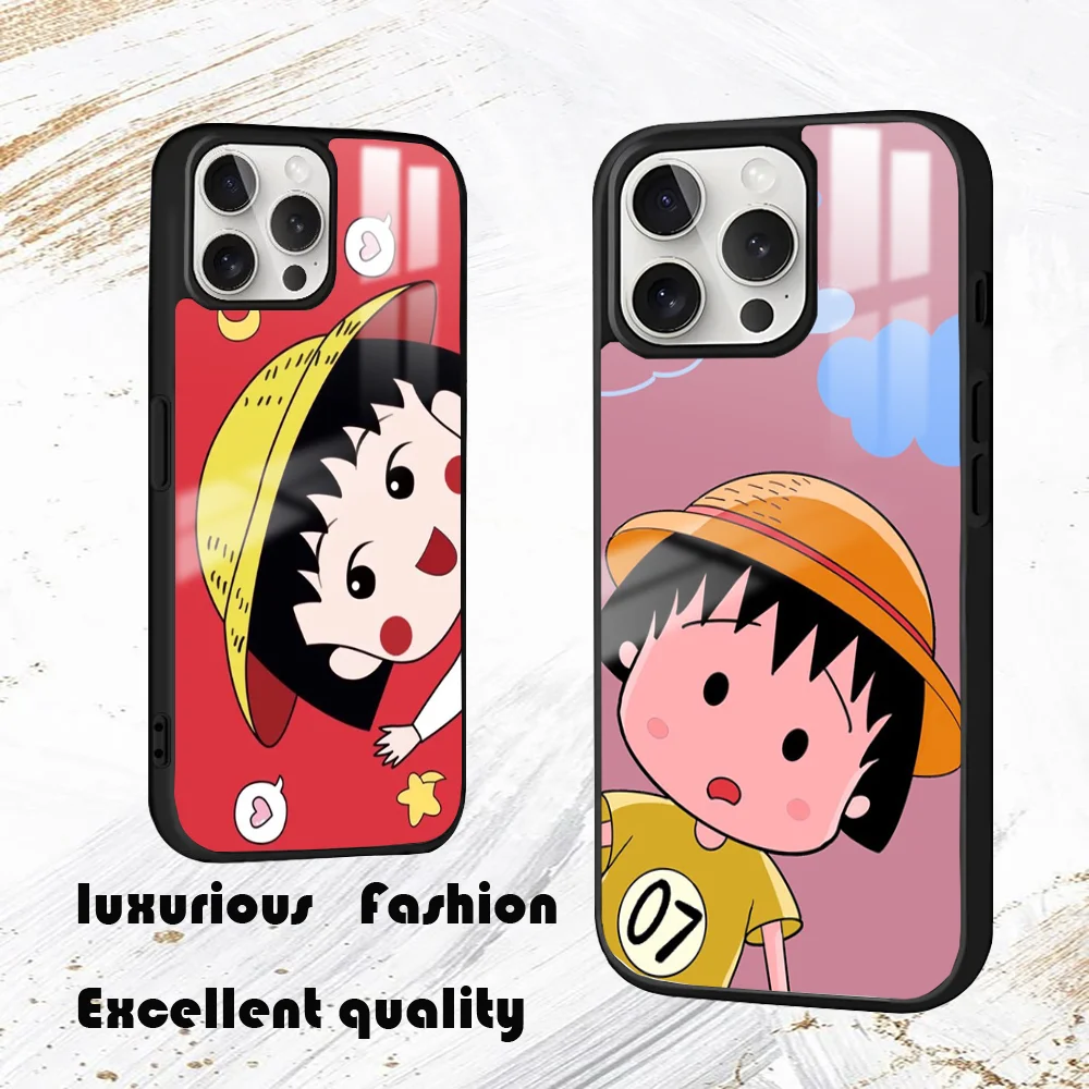 Чехол для телефона Catoon C-Chibi M-Maruko-Chan iPhone 16 15 14 13 12 11 Pro Max Plus Mini PC Mirror модный чехол