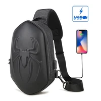 running chest bag for men usb charging fashion streetwear sling pack crossbody motor cycling backpack for college student unisex