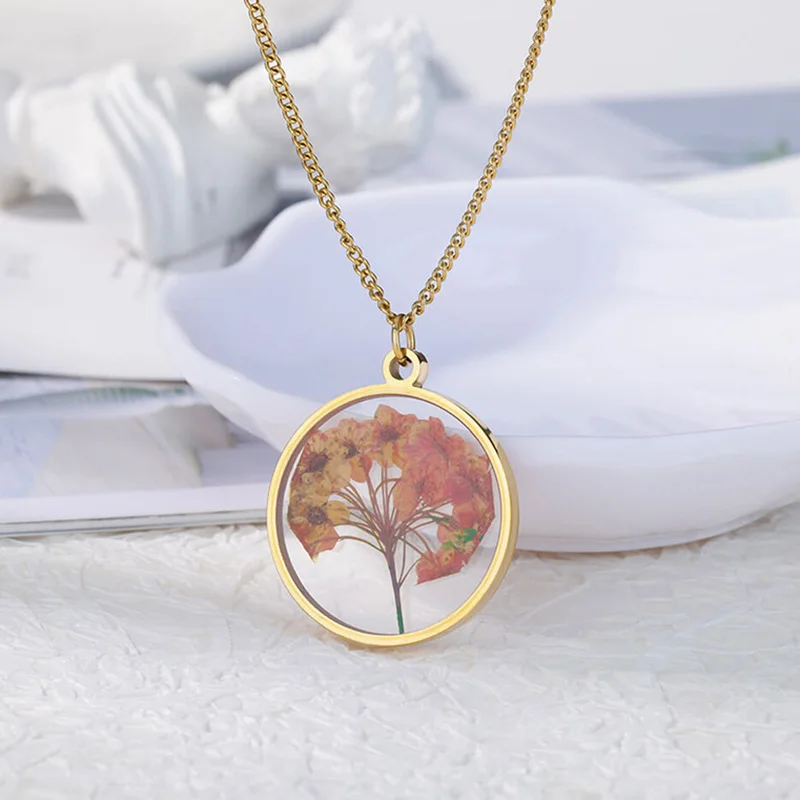 

Vintage Eternal Flower Leaf Pendant Necklace for Women Stainless Steel Clavicle Chains Daisy Rose Necklaces Aesthetic Jewelry