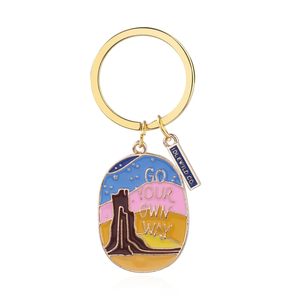 

Metal Inspirational Keychain Go Your Own Way Encourages Bravery Alphabet Keyring Mother's Gift for Children