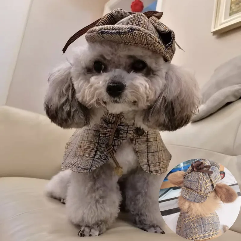 TONG Pet Шерлок Холмс плащ детективная шляпа накидка комплект котенок собака