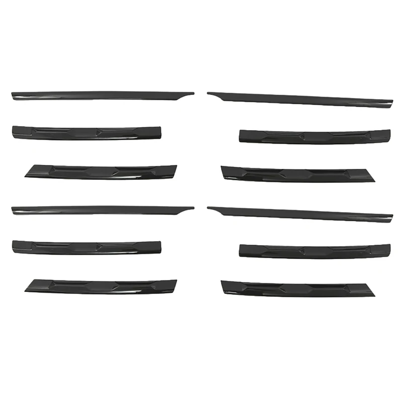 

12X LHD For Tiguan L 2017-2021 Glossy Black Front Bumper Mesh Center Grille Grill Moulding Strips Cover Trim