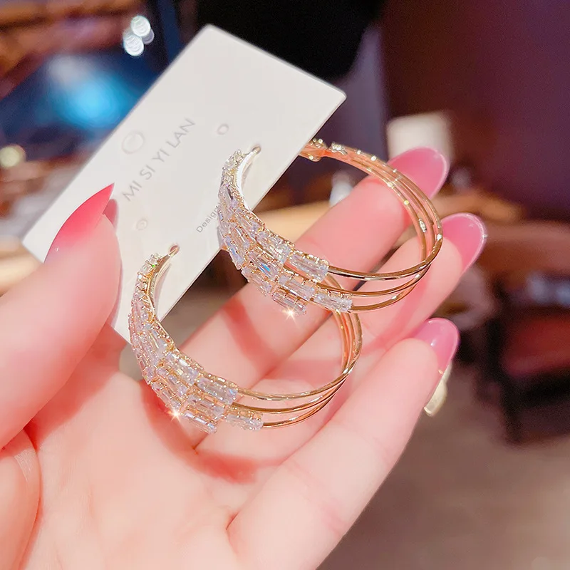 Изысканные креативные открытые геометрические круглые Роскошные циркониевые