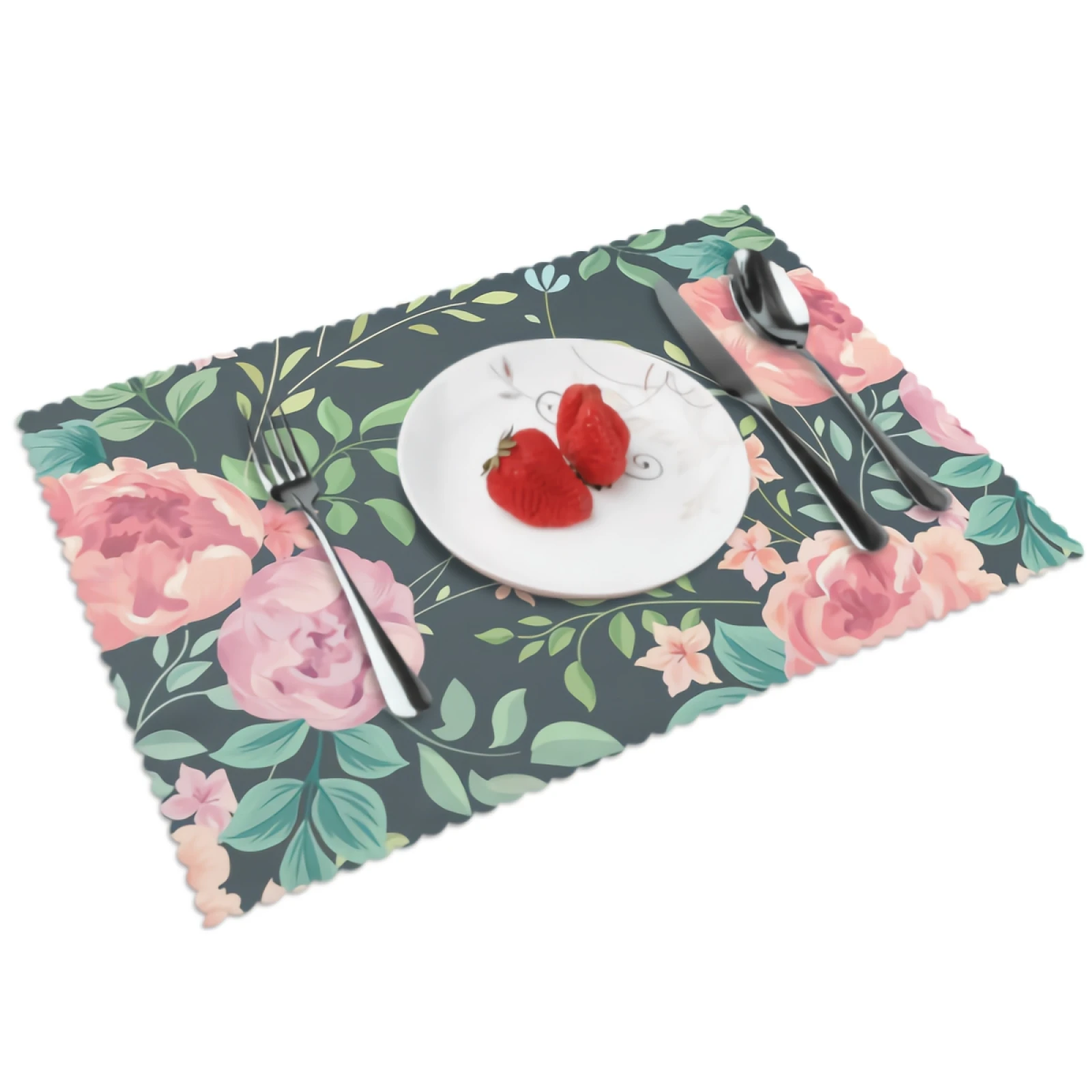 

Watercolor Floral Placemats Pink Art Flower Placemat Set of 4 Heat-Resisting Non Slip Table Mats Polyeste Place Mats