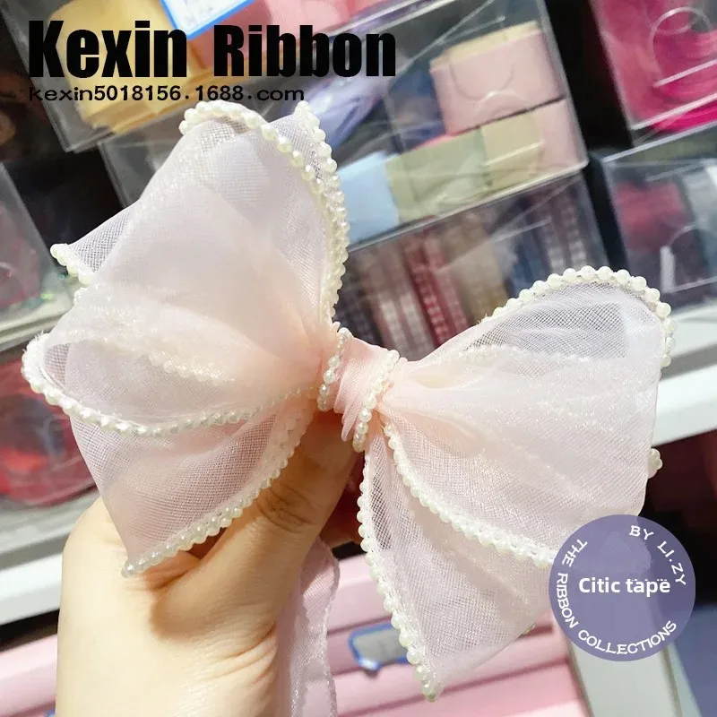 Жемчужные оборки сделай сам аксессуары для волос материал банта 6 см изогнутый