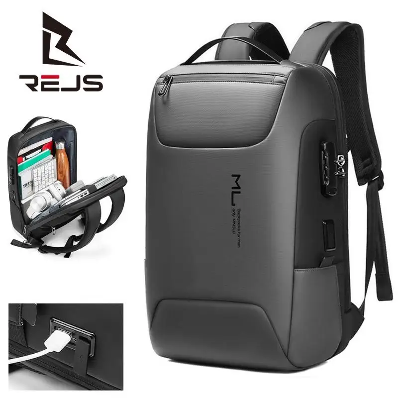

REJS Anti-Theft Backpack Men Business Travel Backpacks 15.6 Inch Laptop Bag Women Casual Waterproof Bagpack Large School Bags